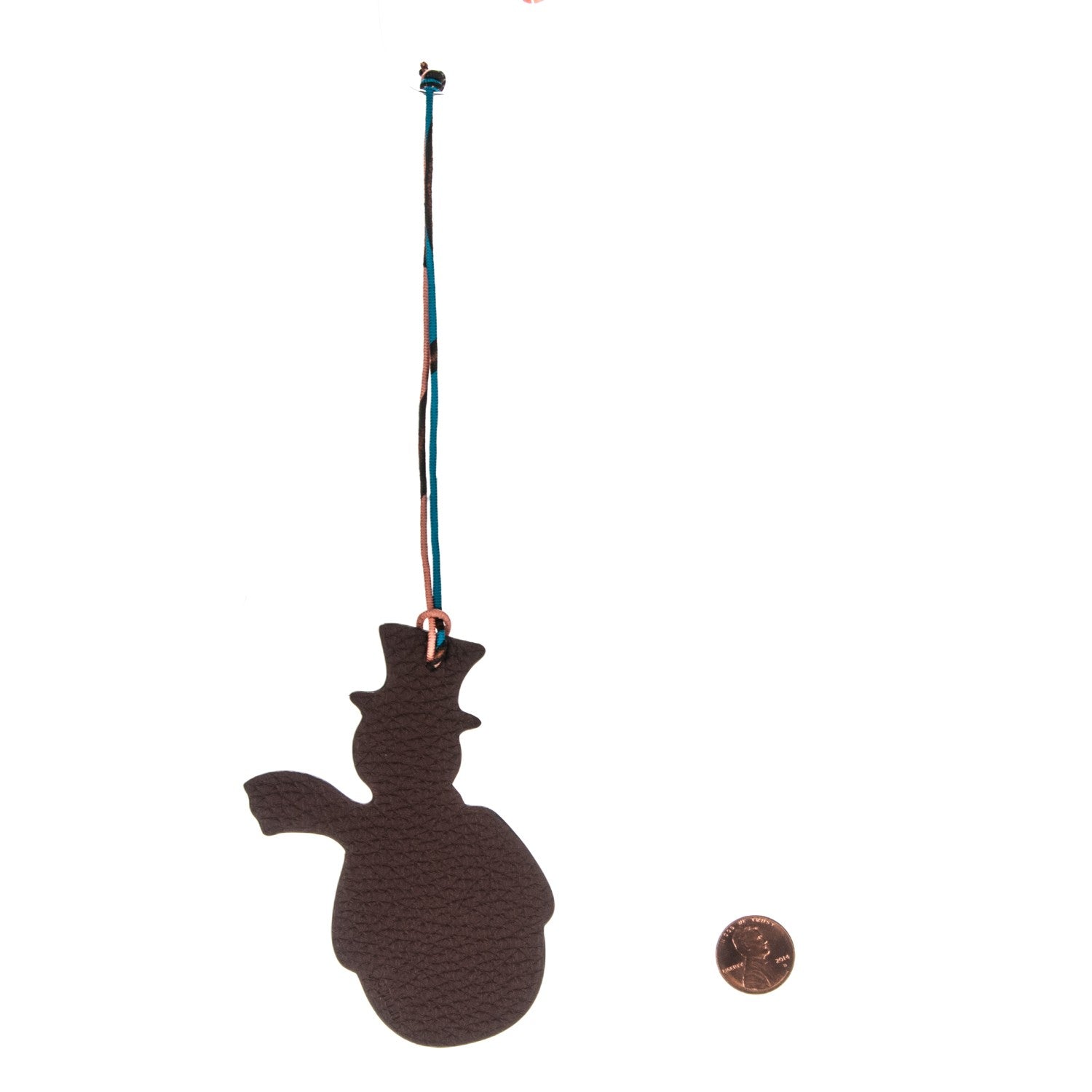 Hermes Togo Epsom Petit H Snowman Bag Charm PM Chocolate Rose Confetti 2 of 3