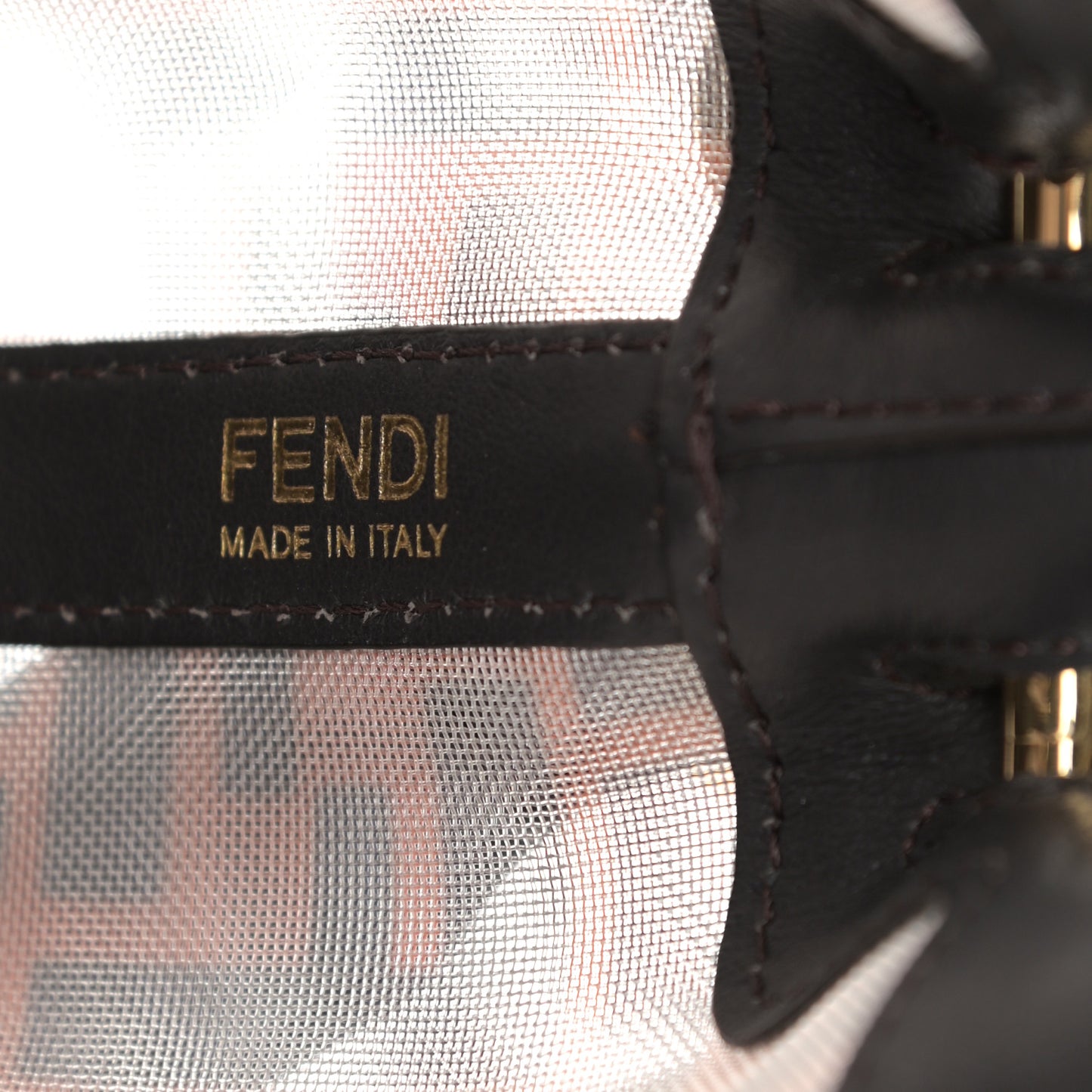Mesh Vitello Grace F is Fendi FF 1974 Grande Mon Tresor Bucket Bag Marrone Black Ebano