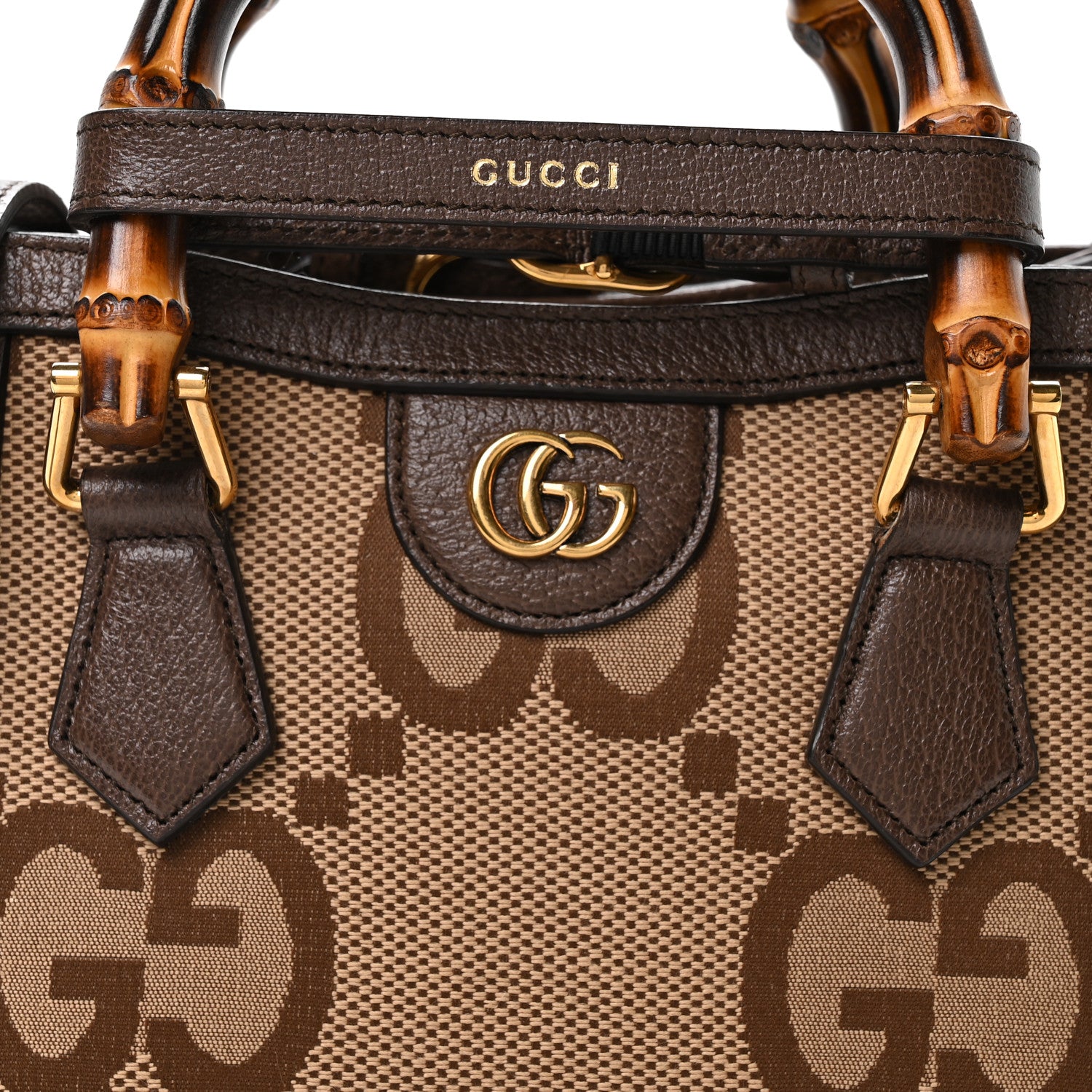 Gucci Monogram Jumbo GG Textured Dollar Calfskin Mini Diana Tote