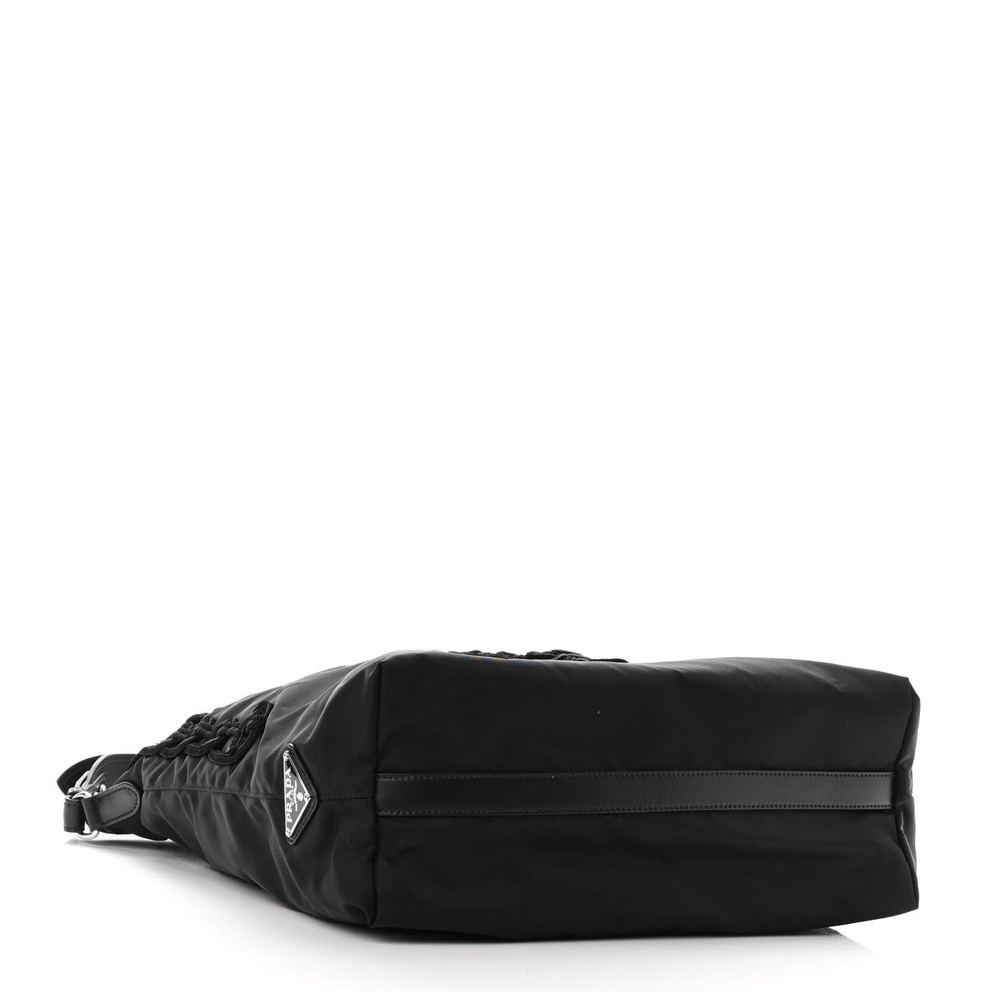 Tessuto Nylon Passama Embroidered Shopping Tote Black