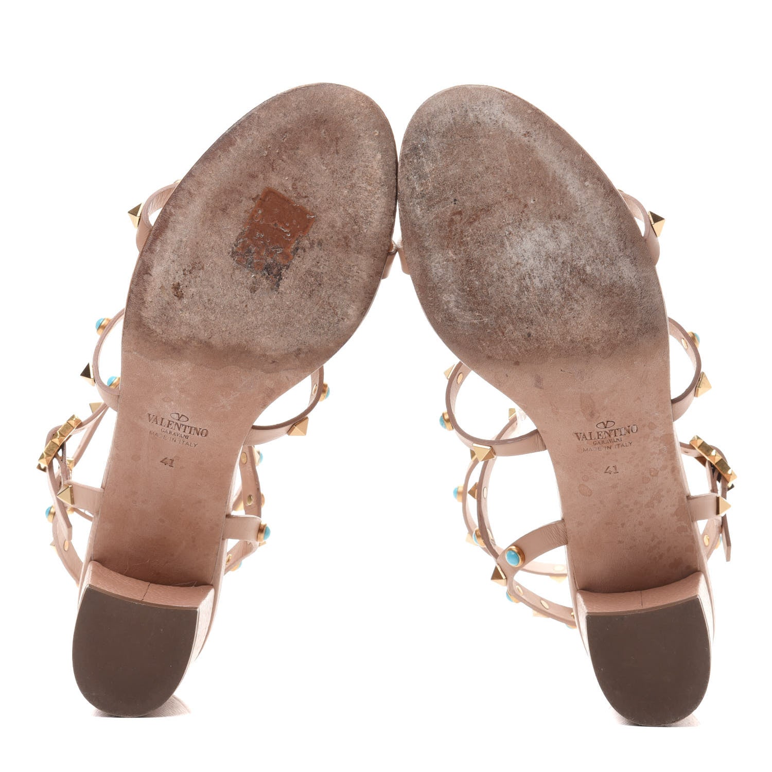 Valentino Garavani Calfskin Rockstud Rolling 60mm City Sandals 41 Soft Noisette 5 of 14