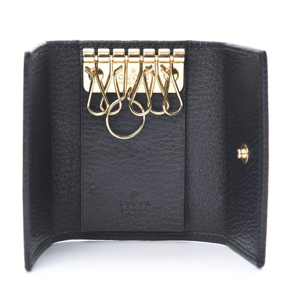 Gucci Pebbled Calfskin GG Marmont 6 Key Holder Black 5 of 8
