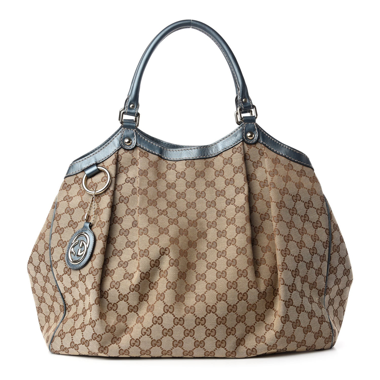 Gucci Monogram Large Sukey Tote Metallic Blue 1 of 10