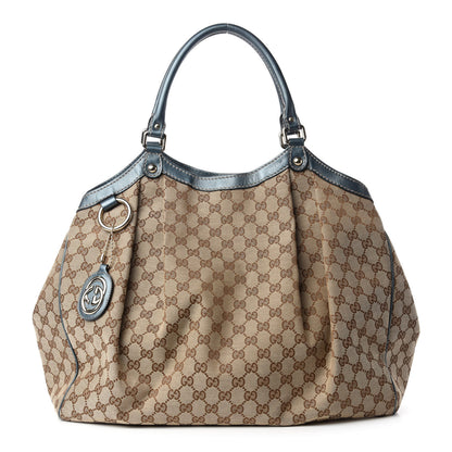 Gucci Monogram Large Sukey Tote Metallic Blue 1 of 10