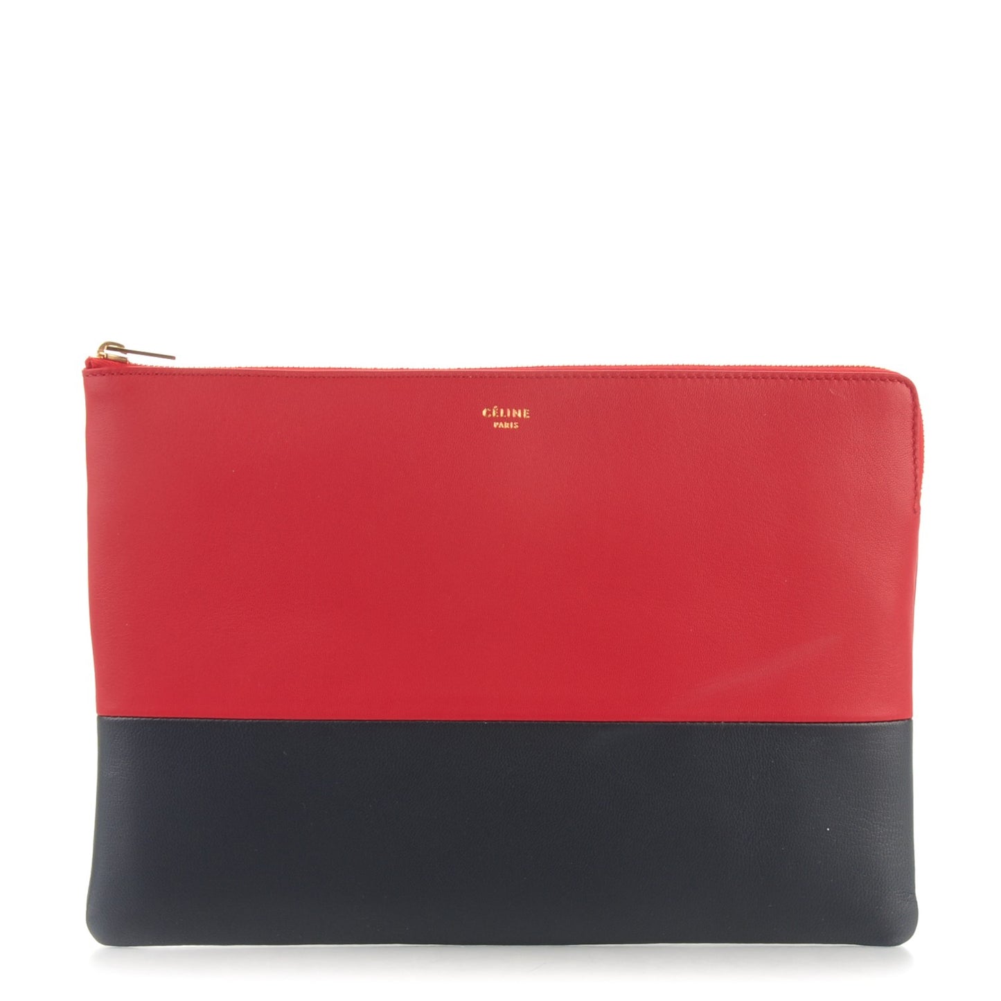 Lambskin Bi-Color Solo Clutch Pouch Carmin Navy