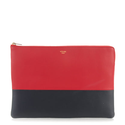 Celine Lambskin Bi-Color Solo Clutch Pouch Carmin Navy 1 of 8