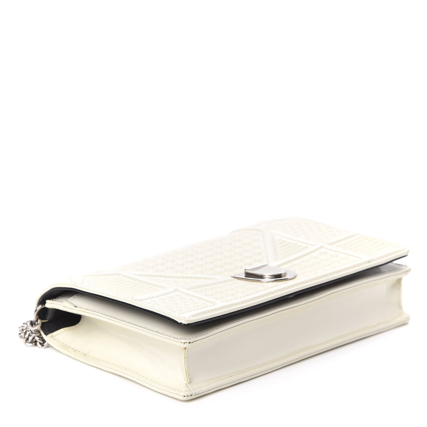 Patent Micro-Cannage Diorama Wallet on Chain Pouch White