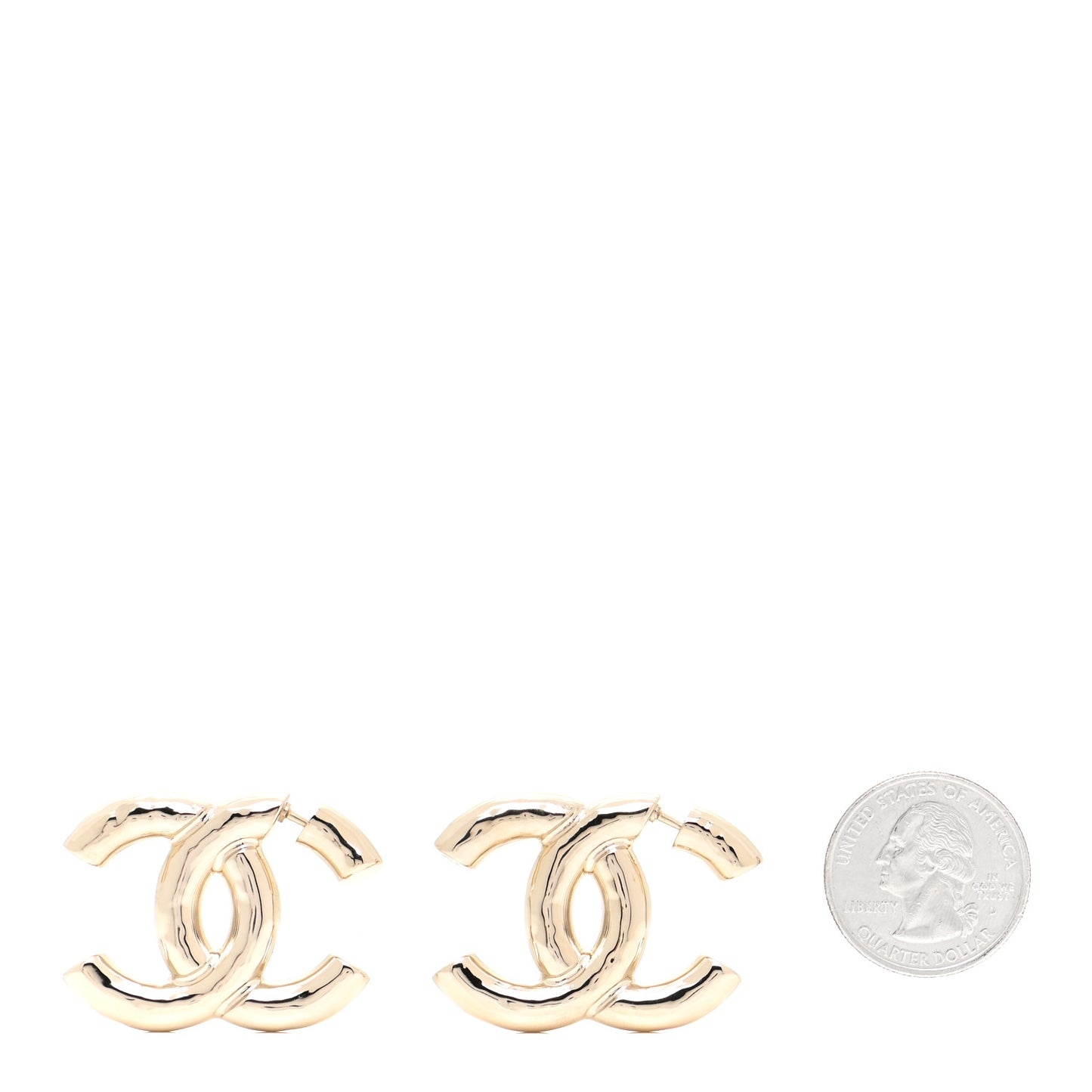 Metal Large CC Earrings Light Gold