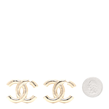 Chanel Metal Large CC Earrings Light Gold 2 of 6
