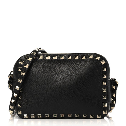 Valentino Garavani Pebbled Calfskin Rockstud Camera Crossbody Bag Black 1 of 9