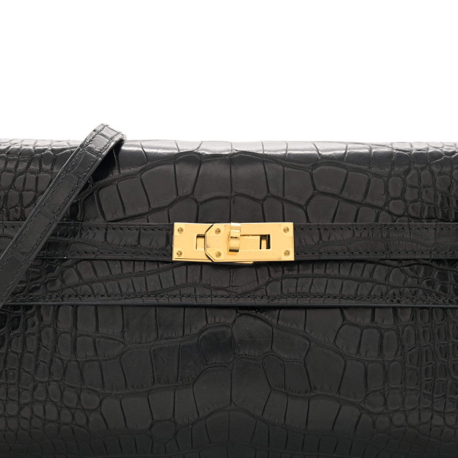 Hermes Matte Alligator Kelly Wallet To Go Black 8 of 11