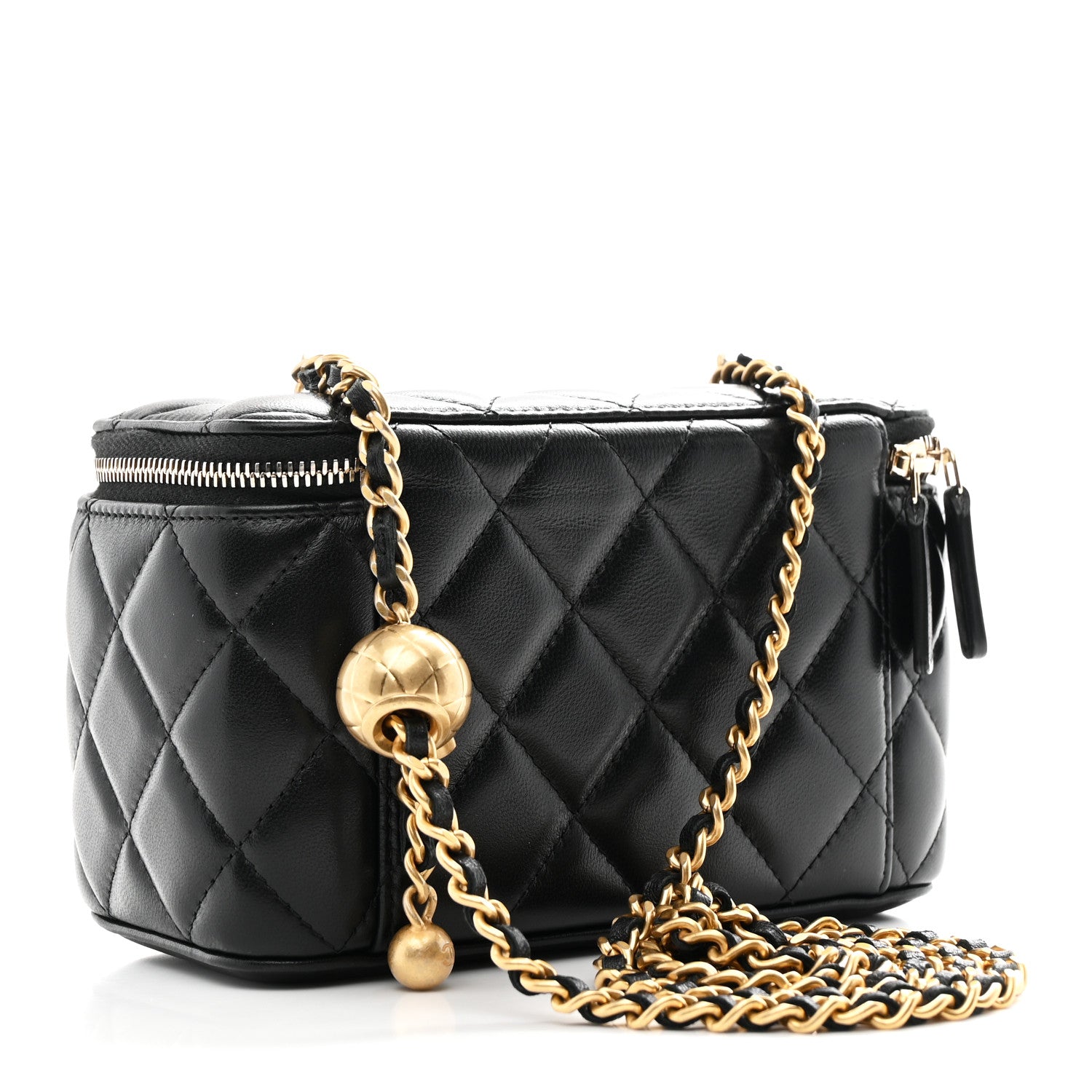 Chanel Lambskin Quilted Pearl Crush Small Vanity Case With Chain Black 3 of 11