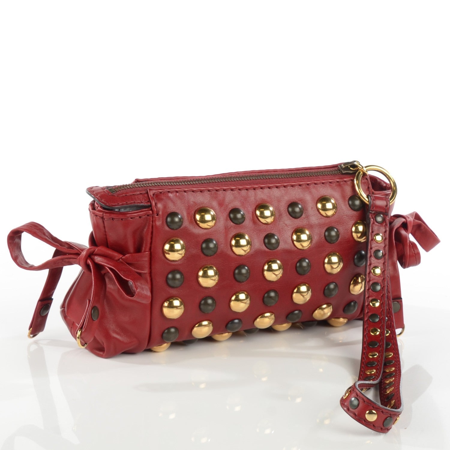 Gucci Calfskin Studded Babouska Clutch Red 6 of 14