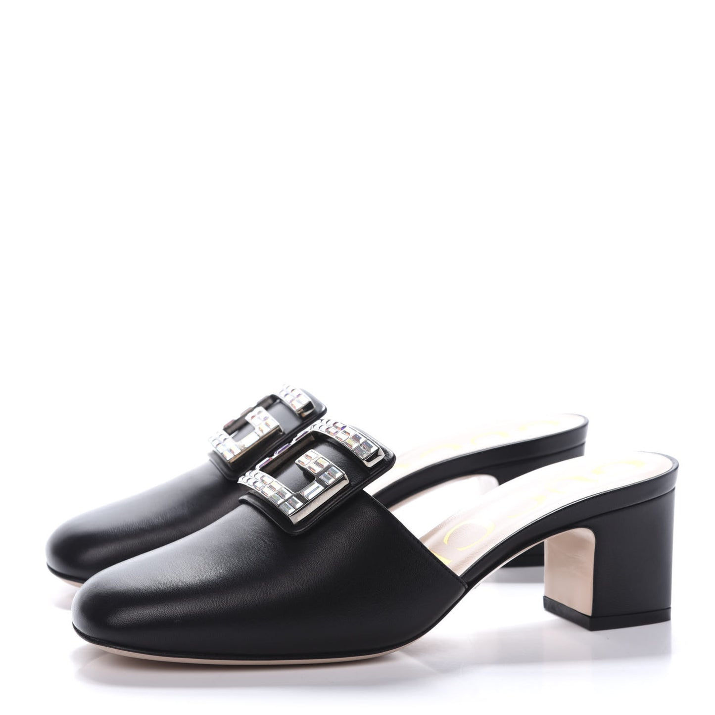 Malaga Kid Crystal Square G Madelyn 60mm Mules 37.5 Black