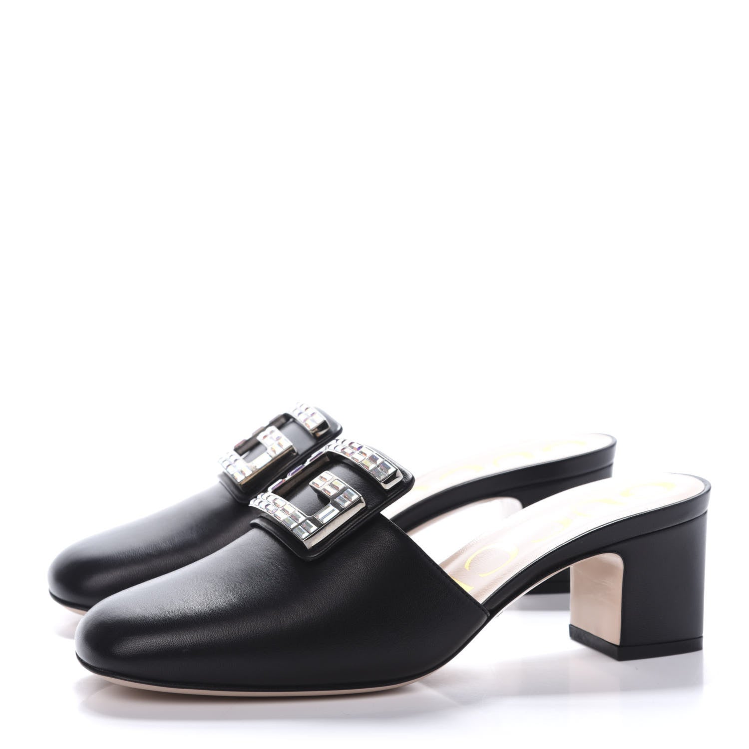 Gucci Malaga Kid Crystal Square G Madelyn 60mm Mules 37.5 Black 3 of 9