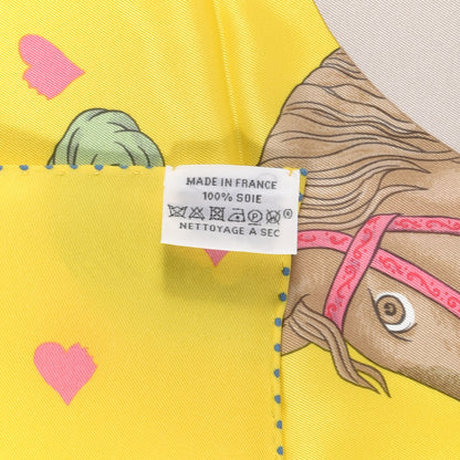 Hermes Silk Tea Time Scarf 70 Jaune Gris Perle 6 of 6