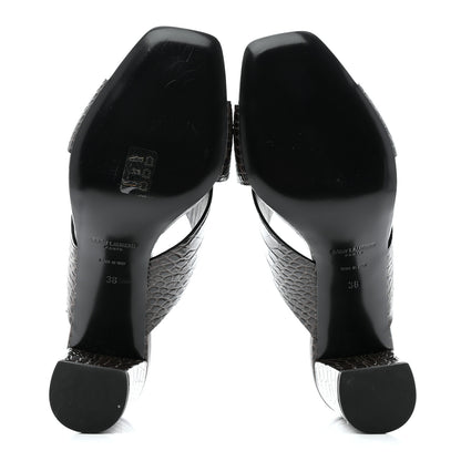 Saint Laurent Crocodile Embossed Calfskin LouLou Mule Sandals 38 Ultra 38 Grey 5 of 9