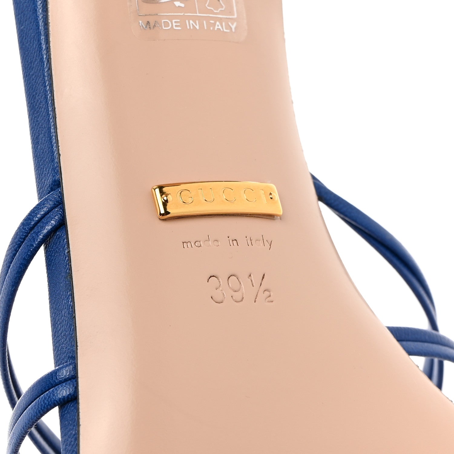 Gucci Malaga Kid Crystal GG Isa Ankle Strap 55mm Sandals 39.5 Blue 8 of 10