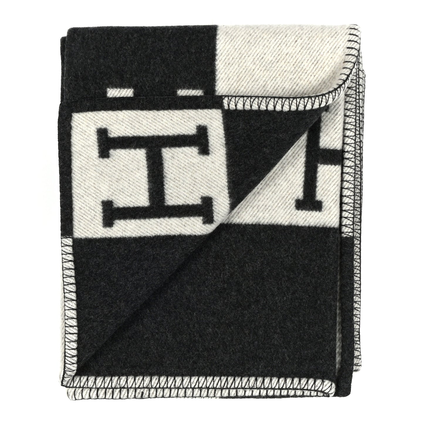 Wool Cashmere Avalon Blanket Ecru Gris Fonce