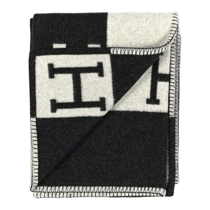 Hermes Wool Cashmere Avalon Blanket Ecru Gris Fonce 2 of 3