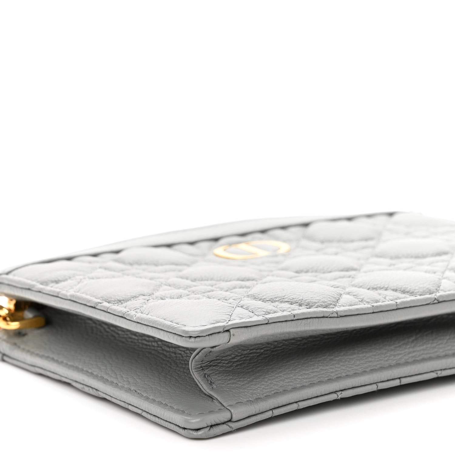 Christian Dior Calfskin Cannage Caro Zipped Pouch With Chain Grey 10 of 12