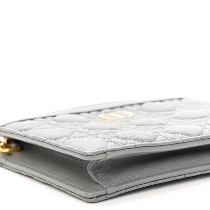 Christian Dior Calfskin Cannage Caro Zipped Pouch With Chain Grey 10 of 12