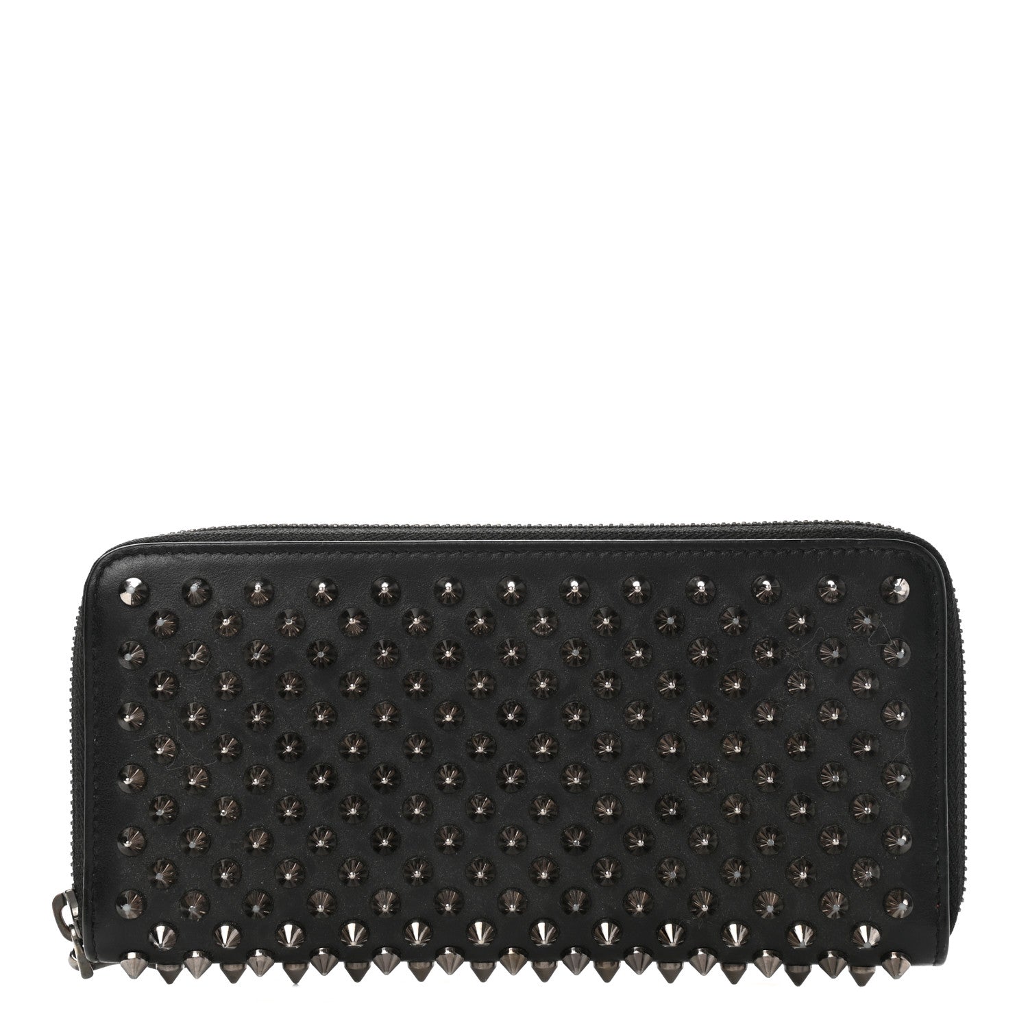 Christian Louboutin Calfskin Panettone Spiked Zip Around Wallet Black 1 of 8