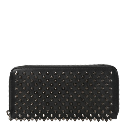 Christian Louboutin Calfskin Panettone Spiked Zip Around Wallet Black 1 of 8
