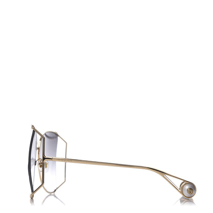 Gucci Oversized Round Sunglasses GG0252S Gold Grey 2 of 8