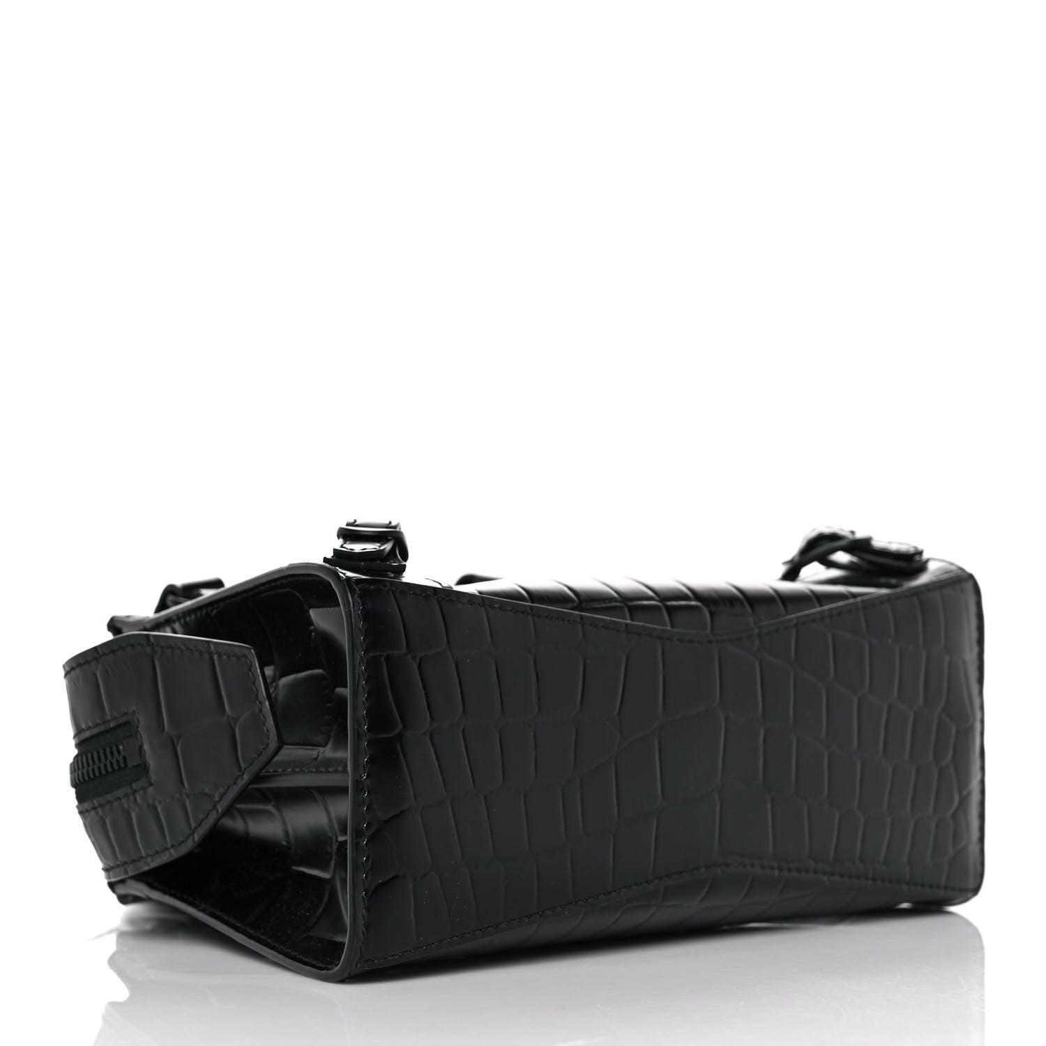 Balenciaga Semi Shiny Calfskin Crocodile Embossed Neo Classic Black Hardware Mini City Black 4 of 8