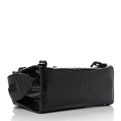 Balenciaga Semi Shiny Calfskin Crocodile Embossed Neo Classic Black Hardware Mini City Black 4 of 8