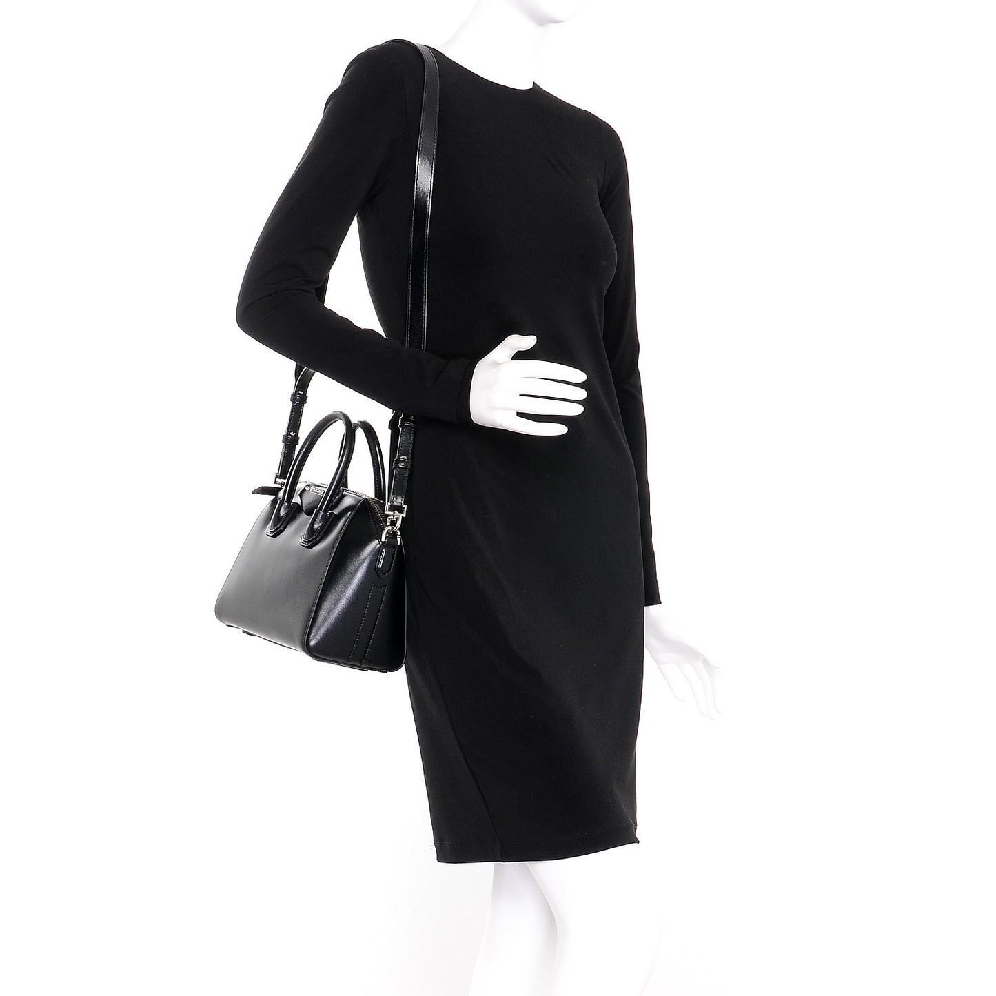 Shiny Lord Calfskin Mini Antigona Black