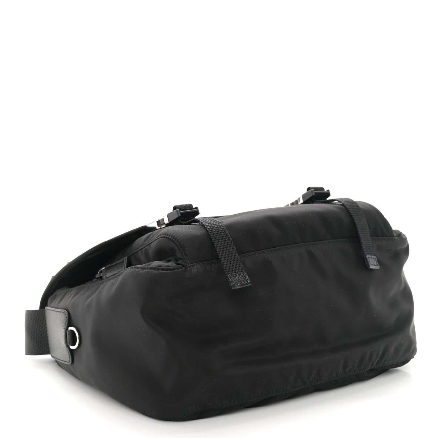 Nylon Vela Double Snap Buckle Messenger Bag Black