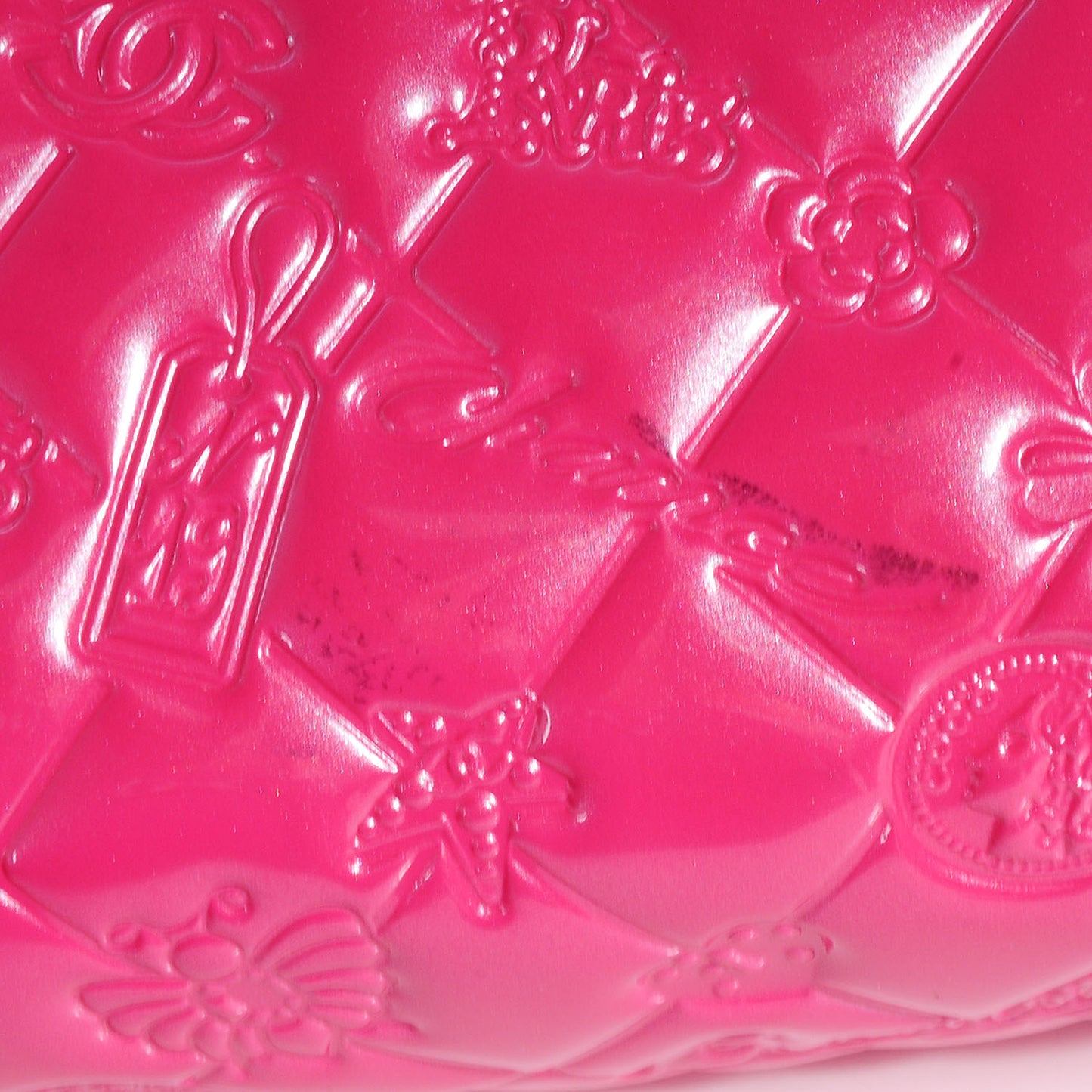 Patent Calfskin Lucky Symbols Pochette Hot Pink