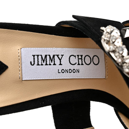 Jimmy Choo Suede Crystal Marta 90 Mules 38 Black 6 of 8