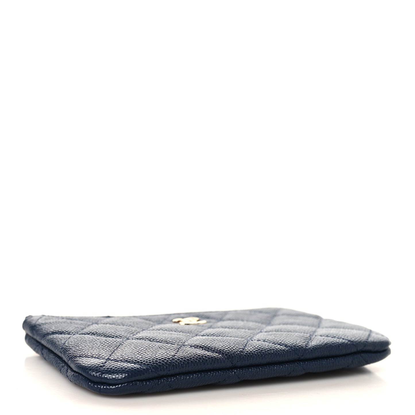 Caviar Quilted Small Cosmetic Case Navy Blue