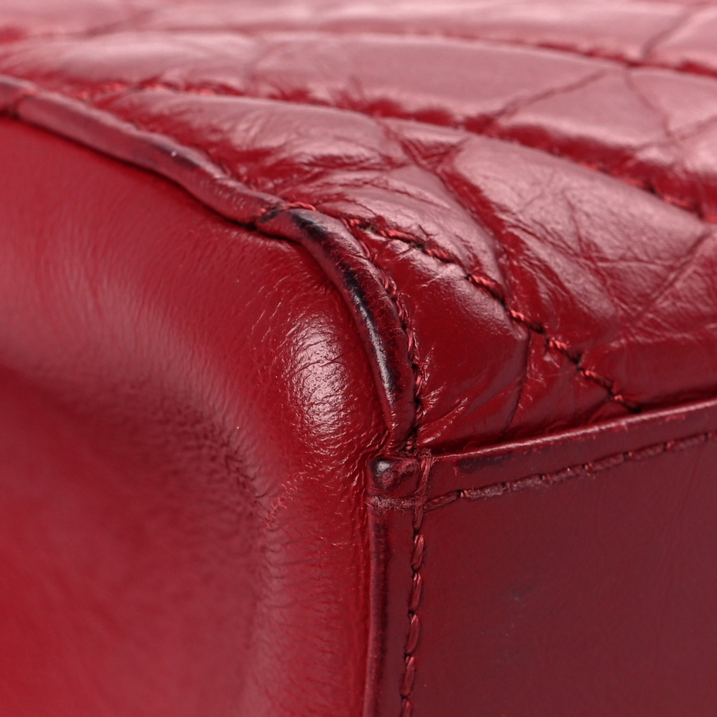 Aged Calfskin Chevron Quilted Backpack Red