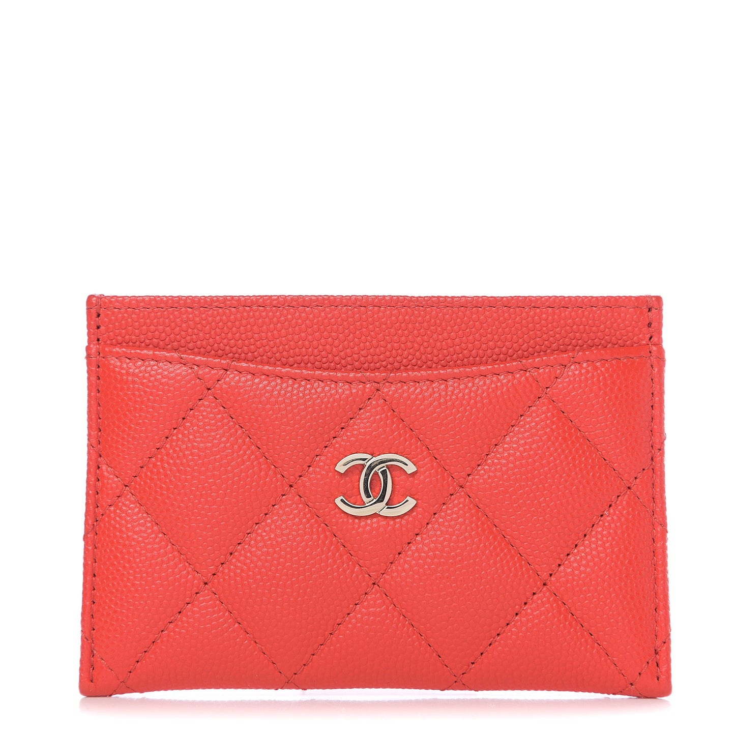 Caviar Quilted Card Holder Red
