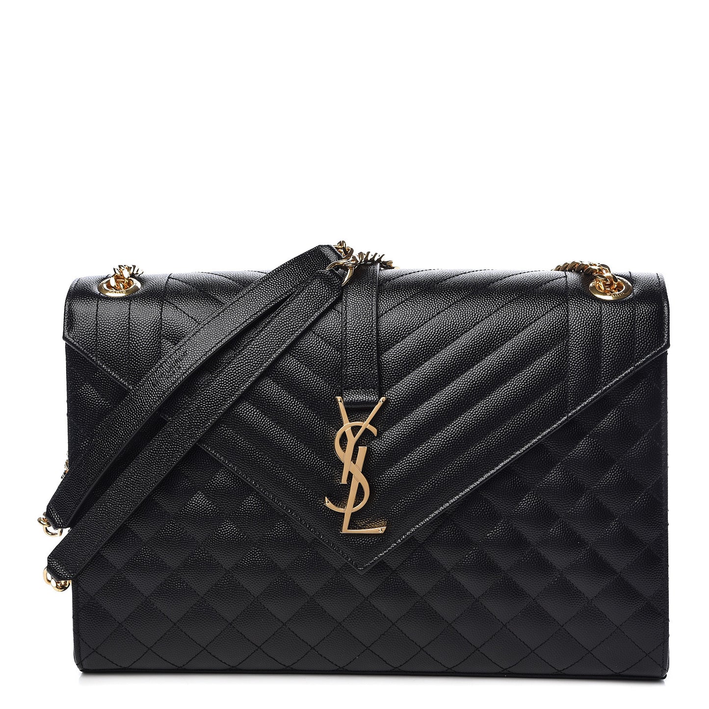 Grain De Poudre Textured Mixed Matelasse Large Triquilt Monogram Satchel Black