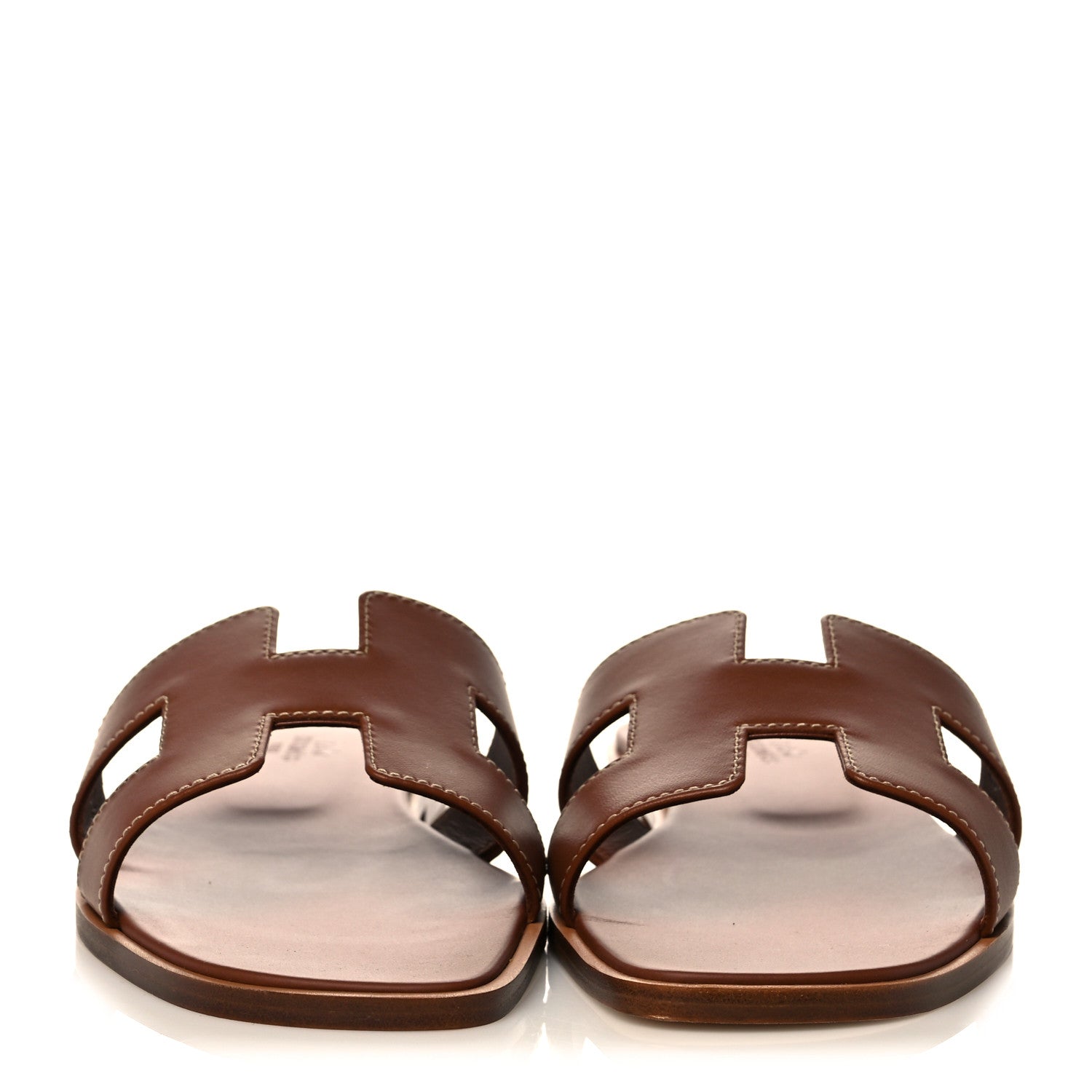 Hermes Box Calfskin Oran Sandals 38.5 Gold 2 of 9