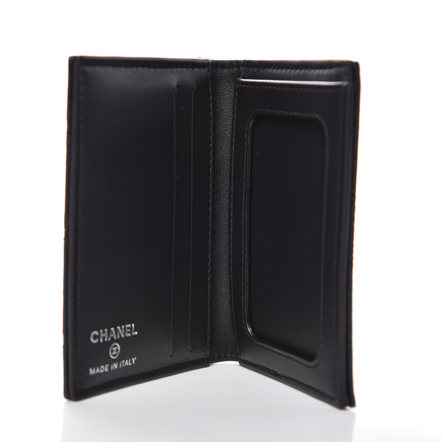 Chanel Crumpled Calfskin Quilted Card Holder Wallet So Black 5 of 10