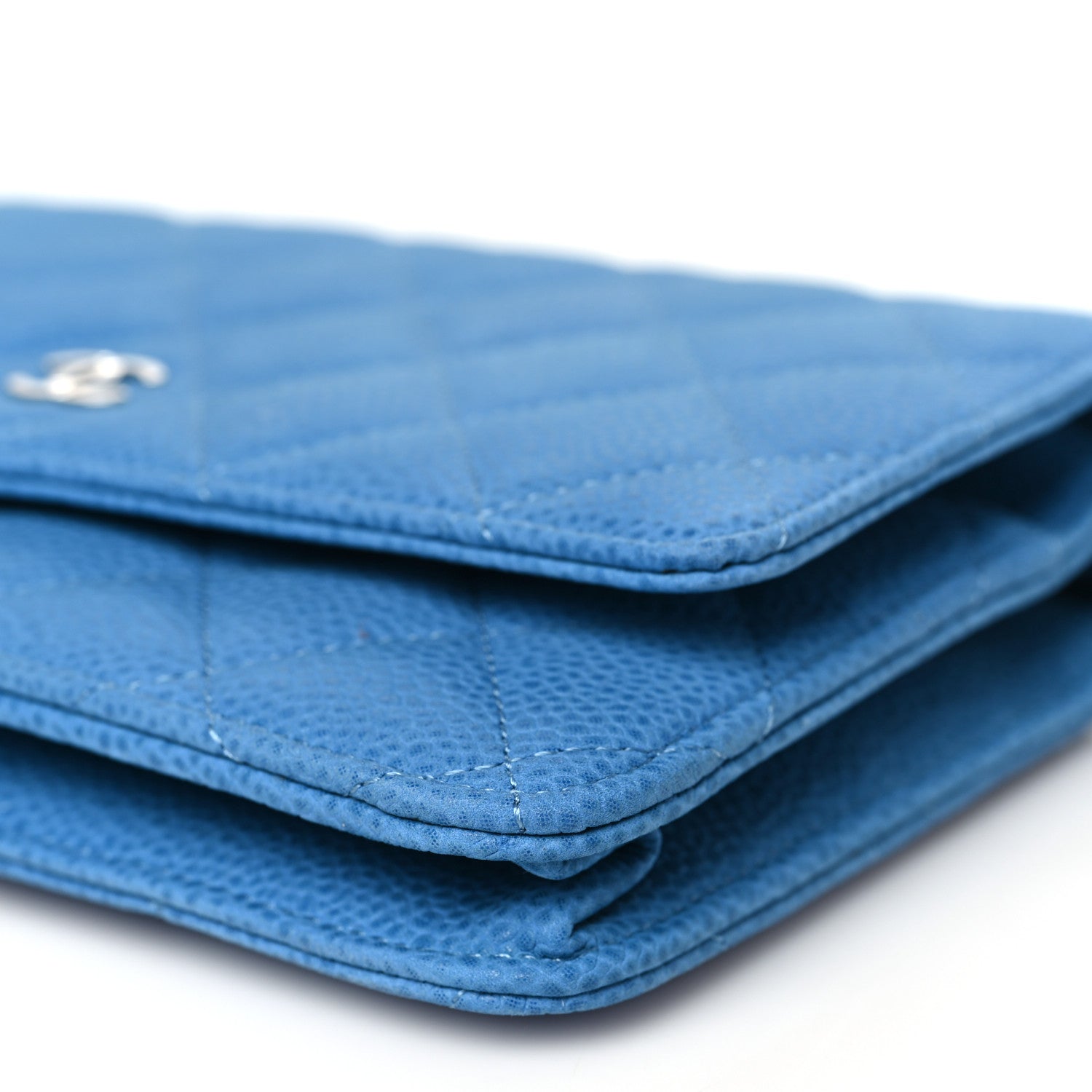 Chanel Iridescent Caviar Quilted Wallet on Chain WOC Blue 11 of 13
