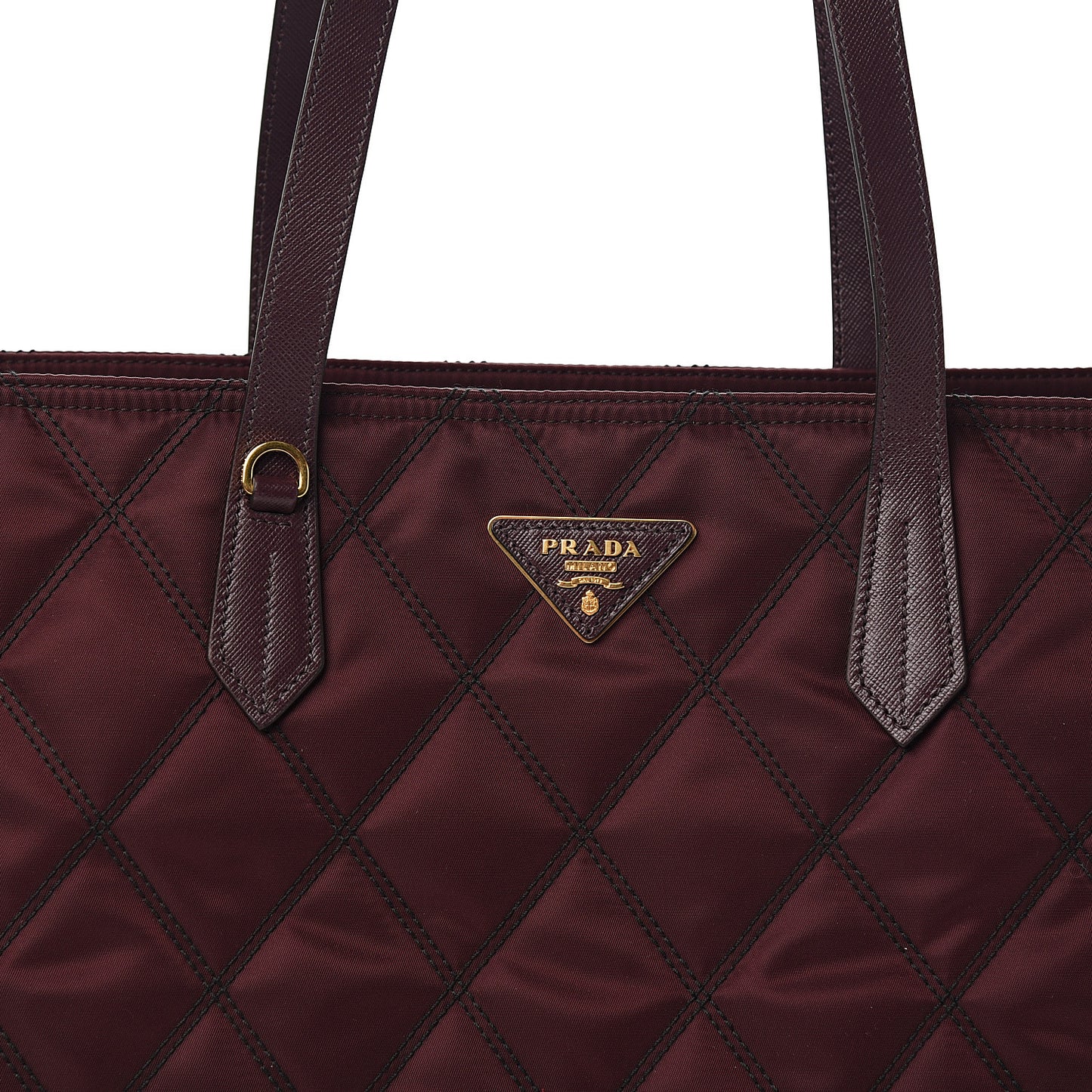 Nylon Tessuto Saffiano Impuntu Quilted Shopper Tote Granato