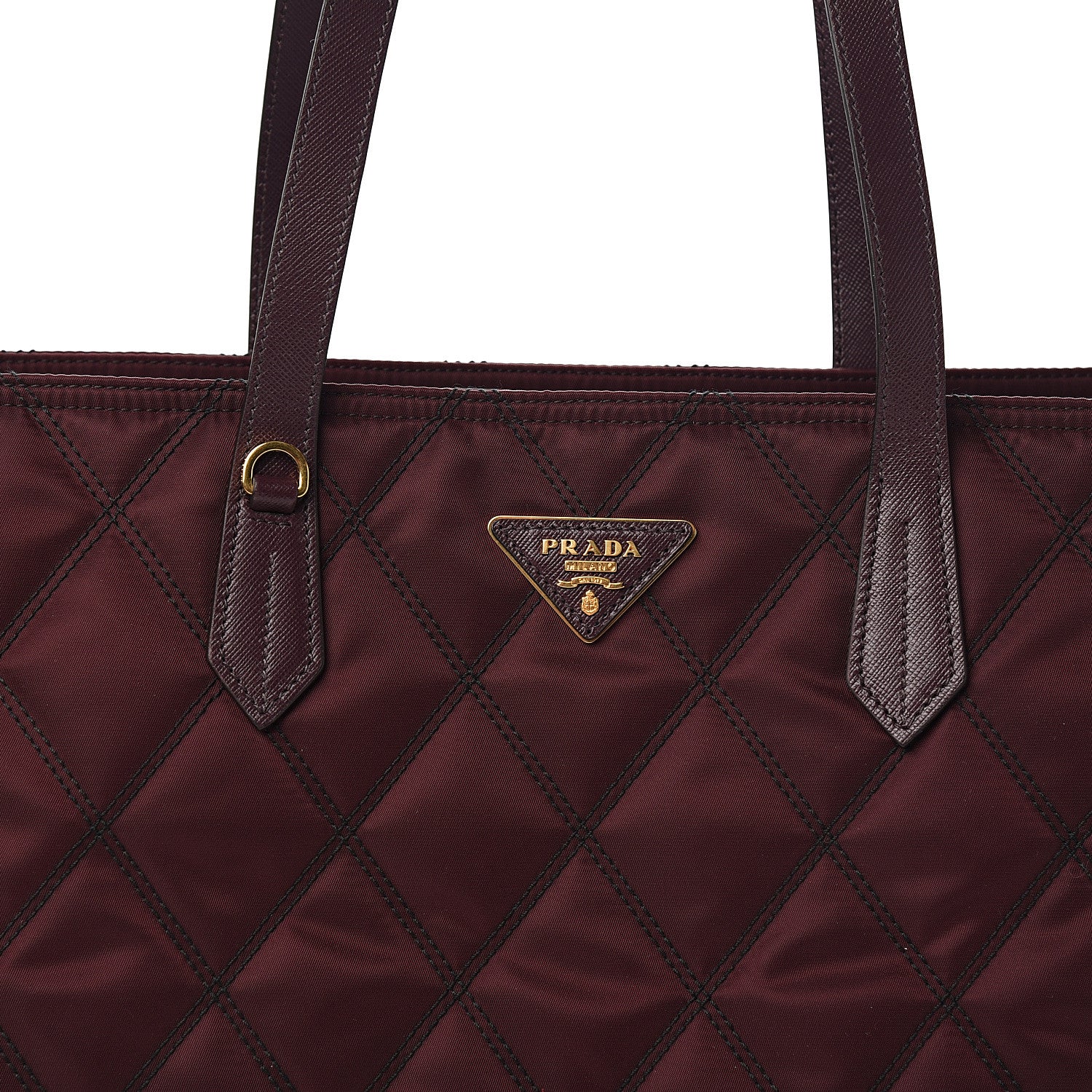 Prada Nylon Tessuto Saffiano Impuntu Quilted Shopper Tote Granato 9 of 9