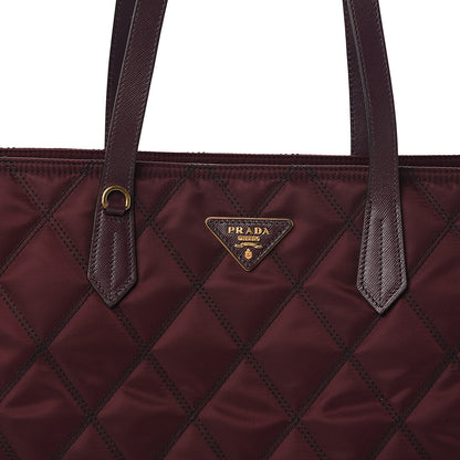 Prada Nylon Tessuto Saffiano Impuntu Quilted Shopper Tote Granato 9 of 9