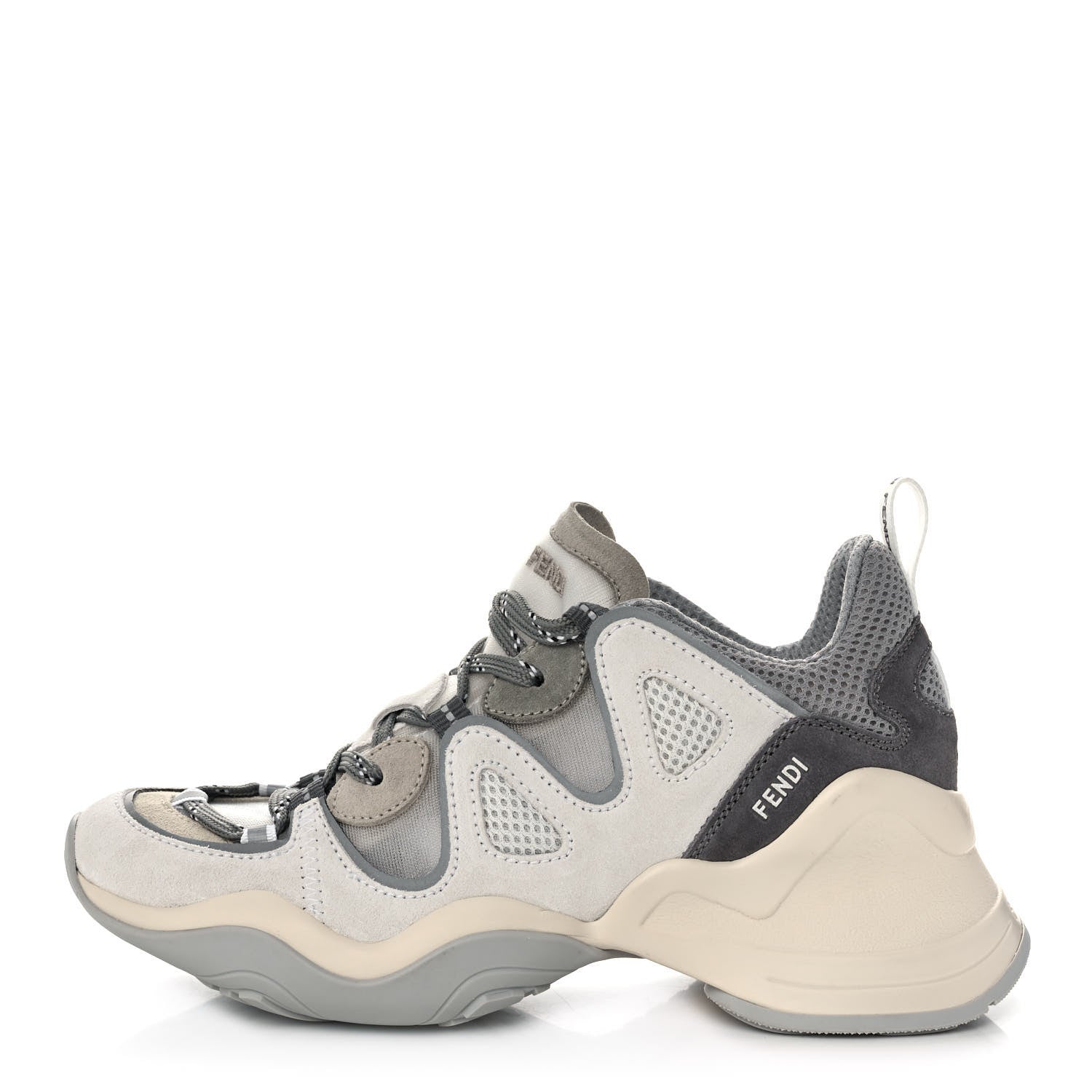 Fendi Suede Mesh Womens FFluid Low Top Sneakers 36 Latte Cemento White 1 of 9