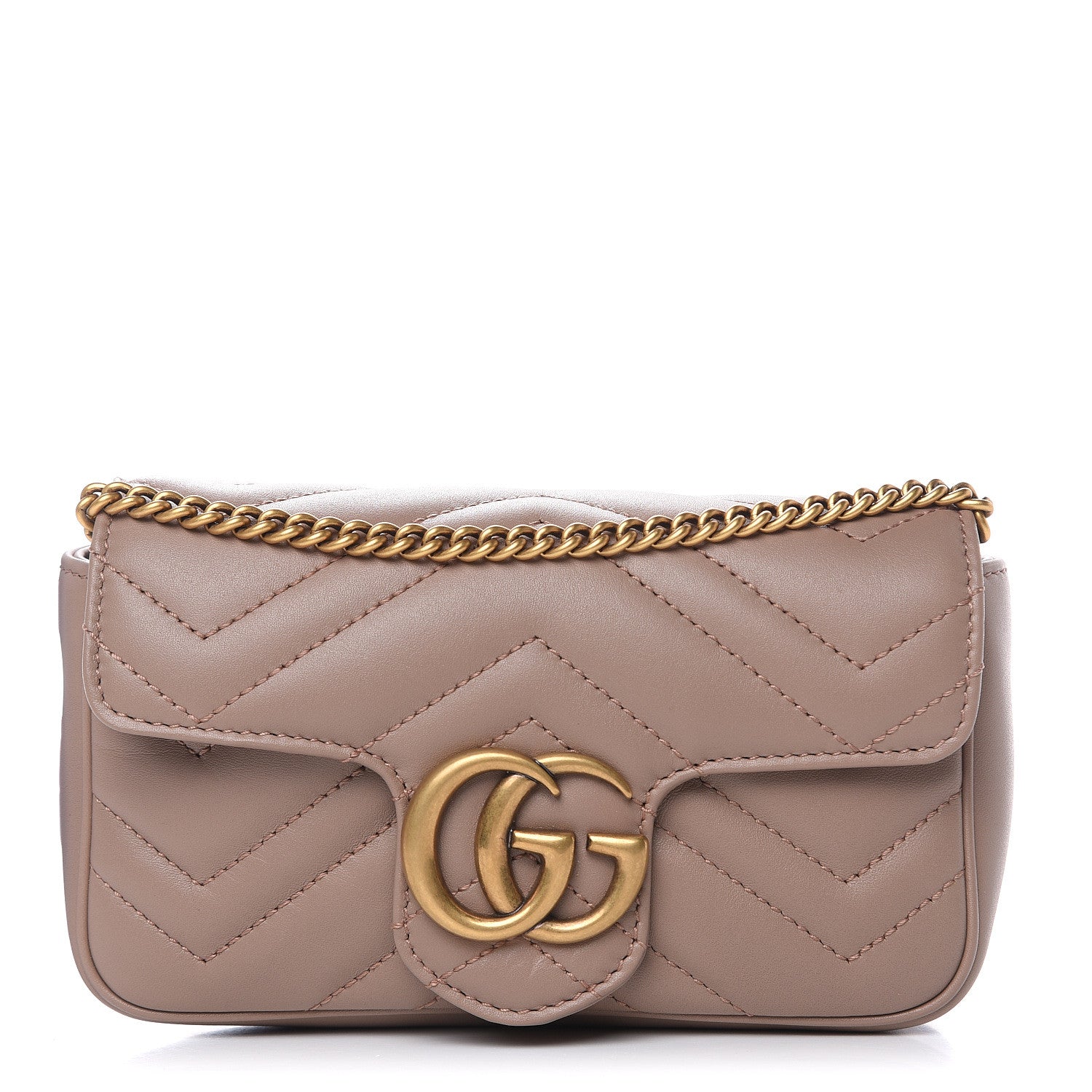 Gucci Calfskin Matelasse Super Mini GG Marmont Shoulder Bag Porcelain Rose 1 of 11