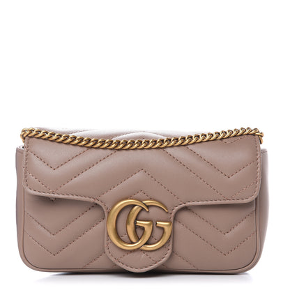 Gucci Calfskin Matelasse Super Mini GG Marmont Shoulder Bag Porcelain Rose 1 of 11