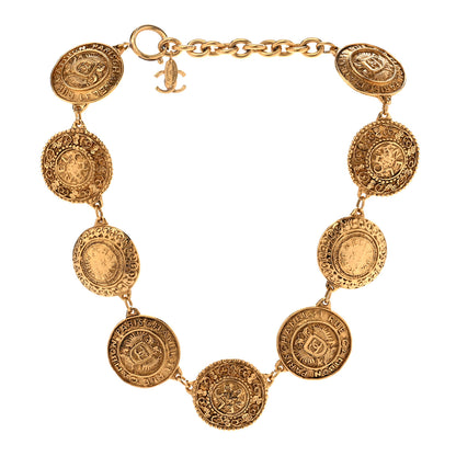 Chanel Metal CC Medallion Necklace Gold 3 of 7