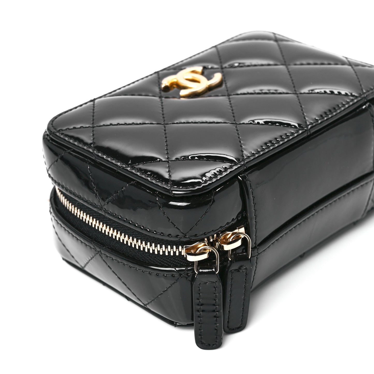 Patent Quilted Mini Pick Me Up Vanity Case Black